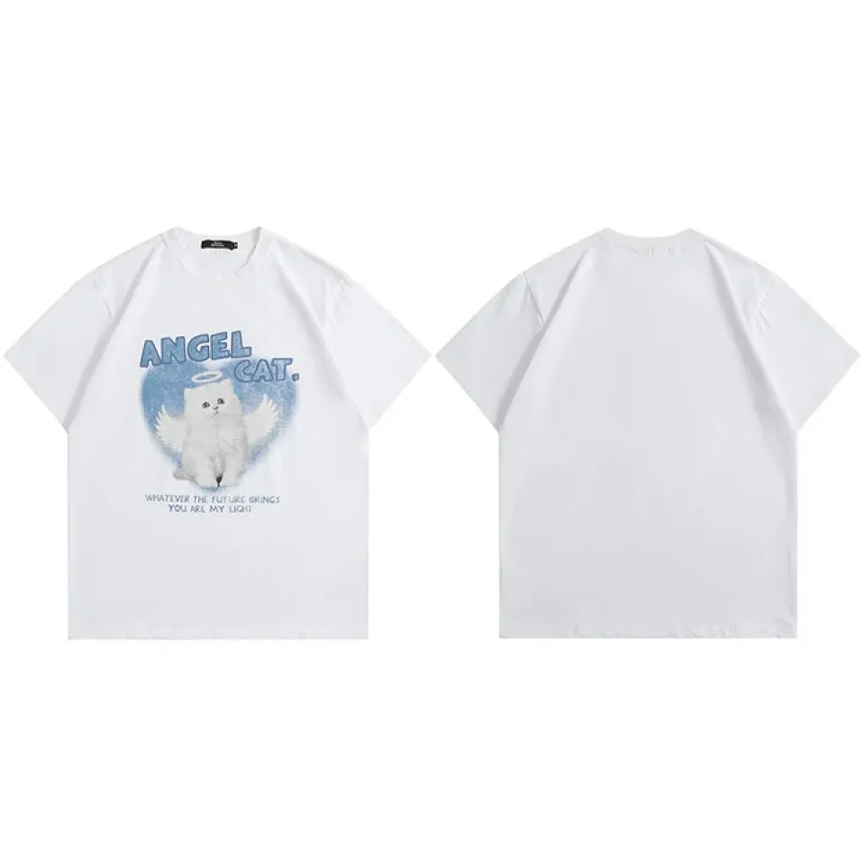 White Angel Cat Graphic T-Shirt S72ccdbe0828040cfac5b160f88fcb451t 79f884ec