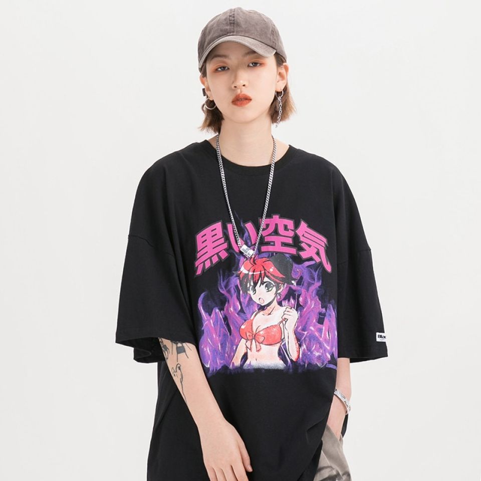 Anime Print Cotton T-shirt H43f8af2d6c61415a832d646b33110a32m 7ae7f550