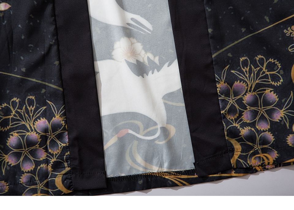 Golden Floral Heron Poly-cotton Kimono H512a9d1740974c948744f8b9f2077905P 85b170ac