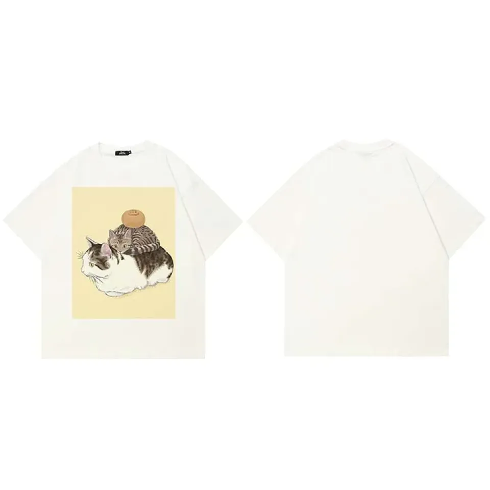 Funny Cats Cartoon Graphic Casual Beige White Tshirt Sefc7ad9ef08441caaa55e5bfaab49e595 85242330