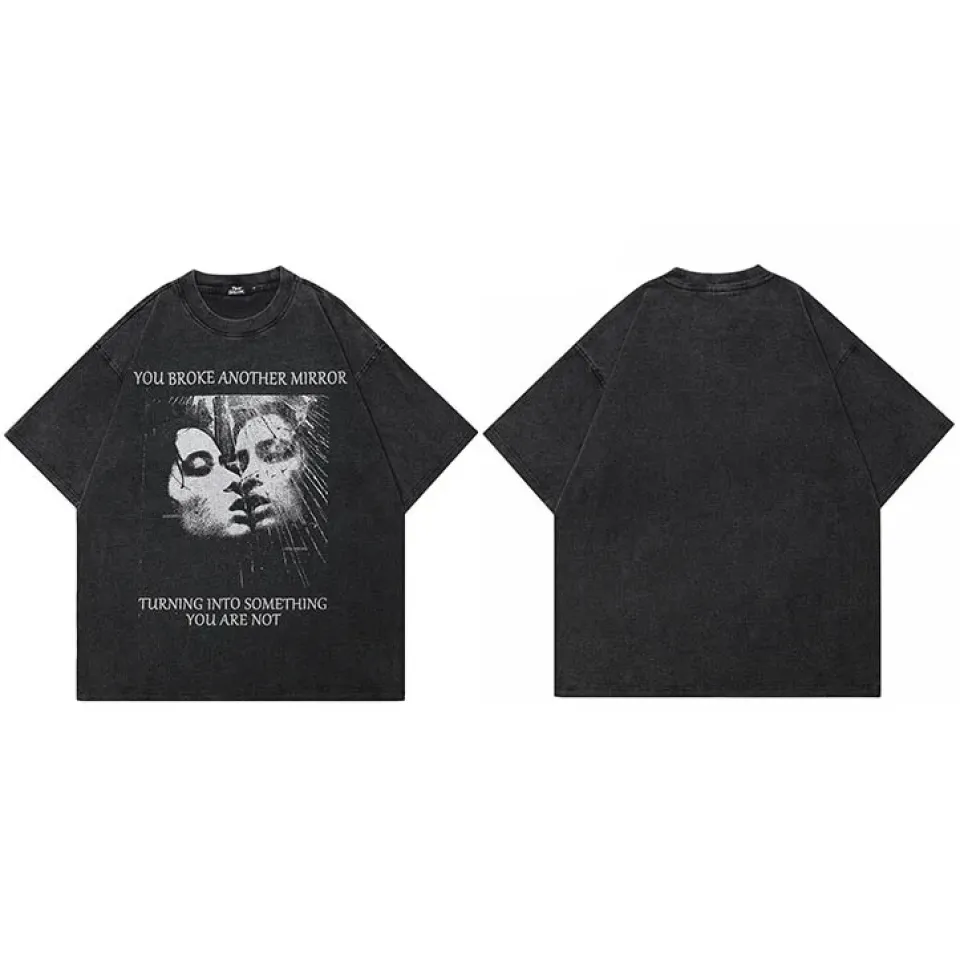 Washed Black Broken Mirror Graphic T-Shirt S48085d2bce6c44f889a15e8d5ab09c7bd 864dd7c0