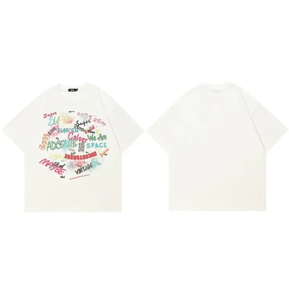 Colorful Letters Graffiti Graphic Casual Beige White Tshirt Sacecd6beb4c74ba6a968ba5d9a221157d 86d28b0d