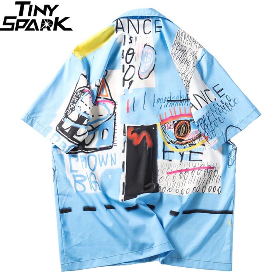 Street Style Scribbled Poly-cotton Shirt H548d67d6d9f74b28a9f67fe7e30702c16 9317d4e8