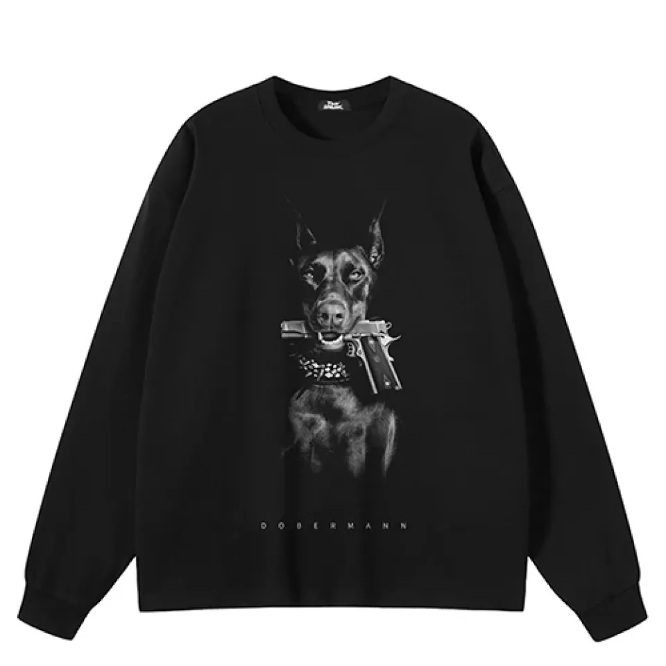 Armed Doberman Portrait Graphic Sweatshirt S6f4dcb948578430091d8afd0c0752ebew 989e70f9