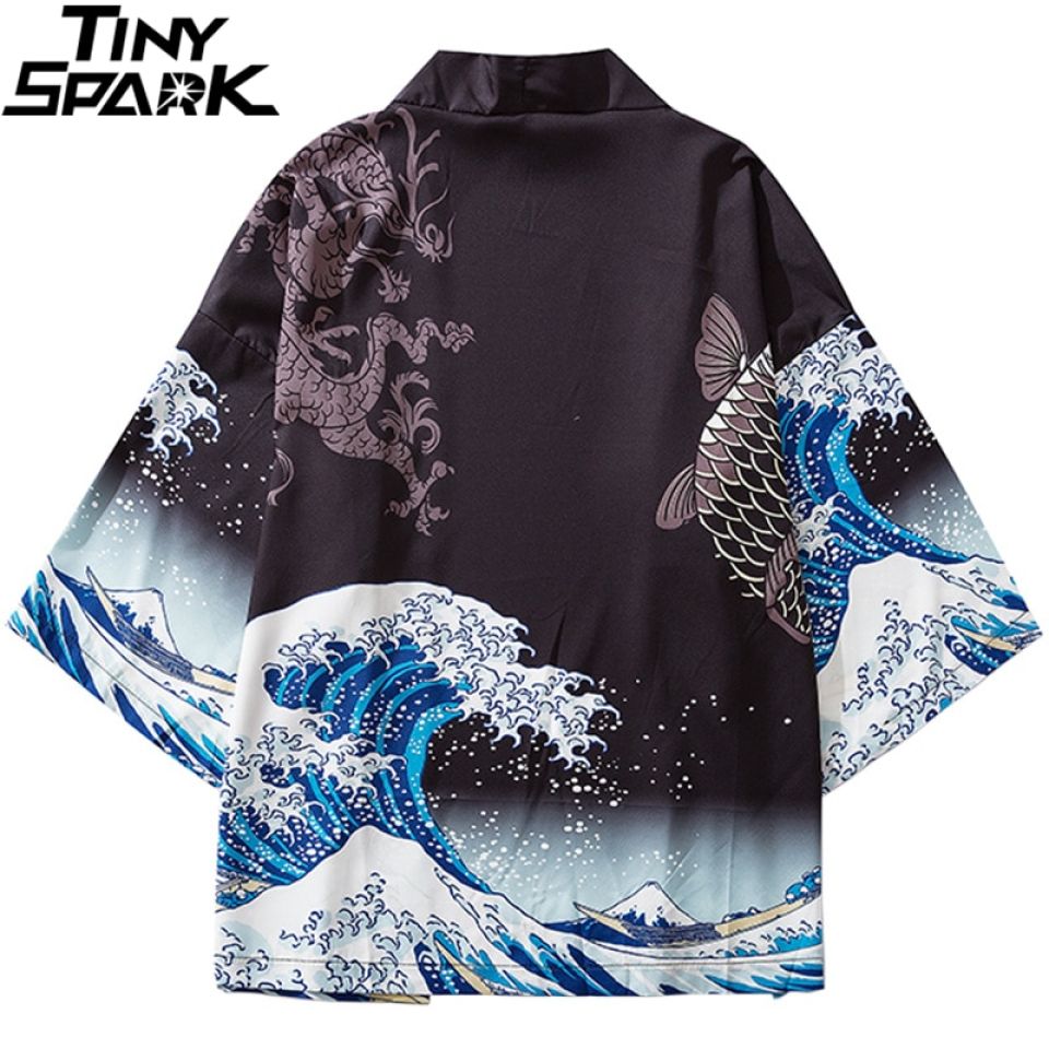 Fish Scales And Ocean Wave Japanese Kimono