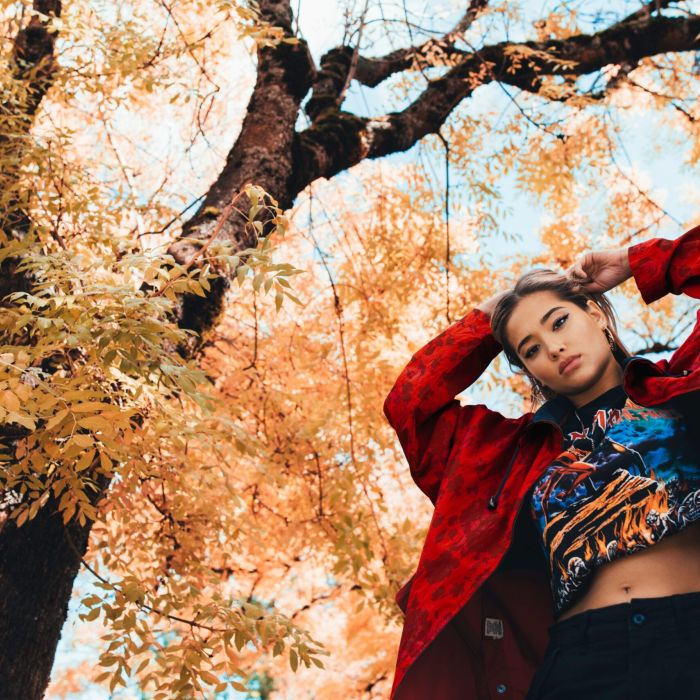 girl enjoying fall season