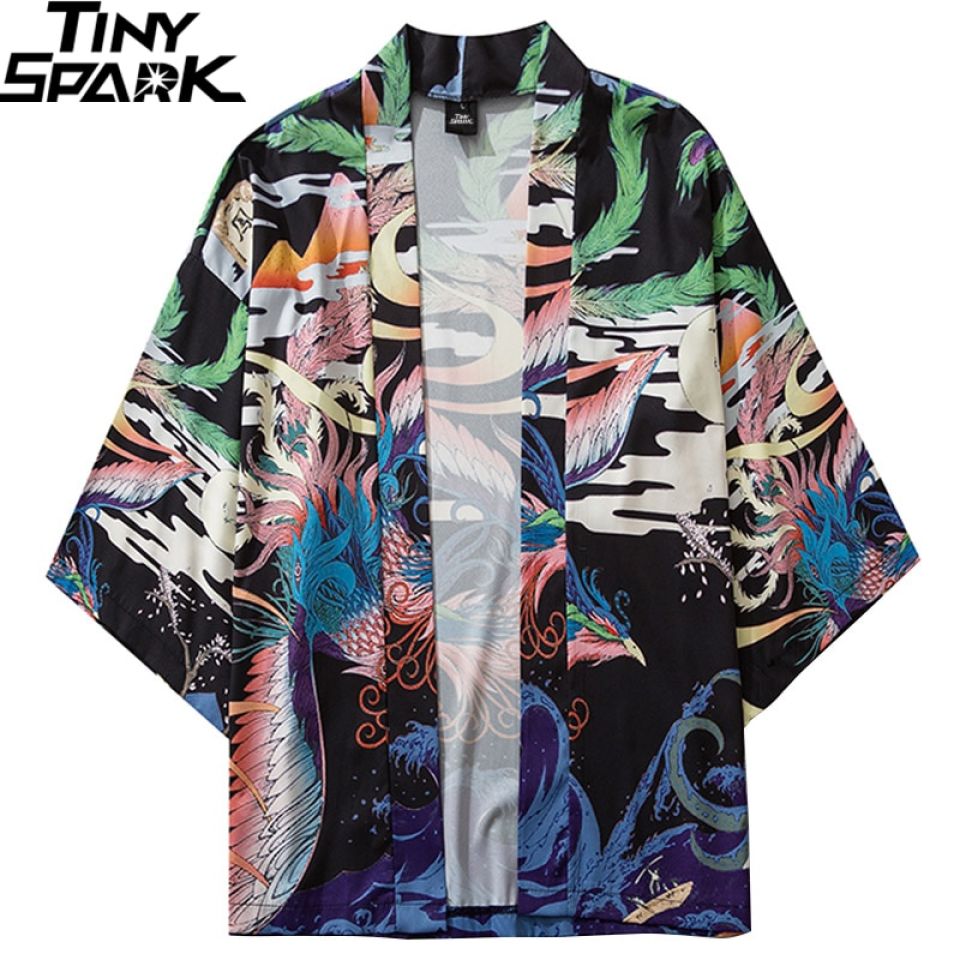 Colorful Kingfisher Poly-cotton Kimono