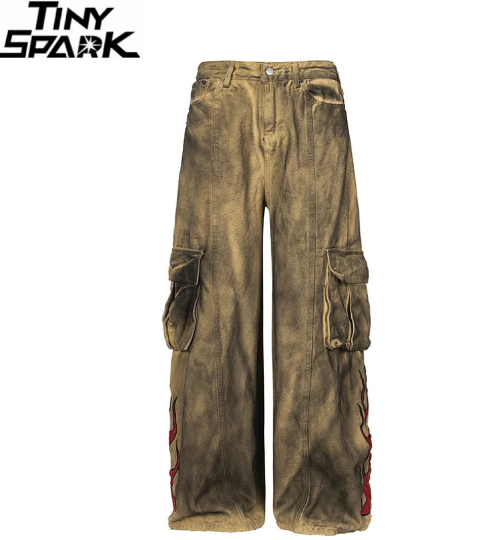 Hip Hop Flame Loose Baggy Harajuku Cargo Pants ab56fa5a 72c0 4370 8ee8 e535f8fe1dba260236 a2cdfeff