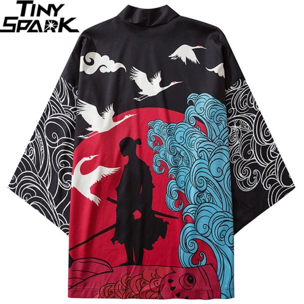 Japanese Lone Samurai Jungle Print Kimono