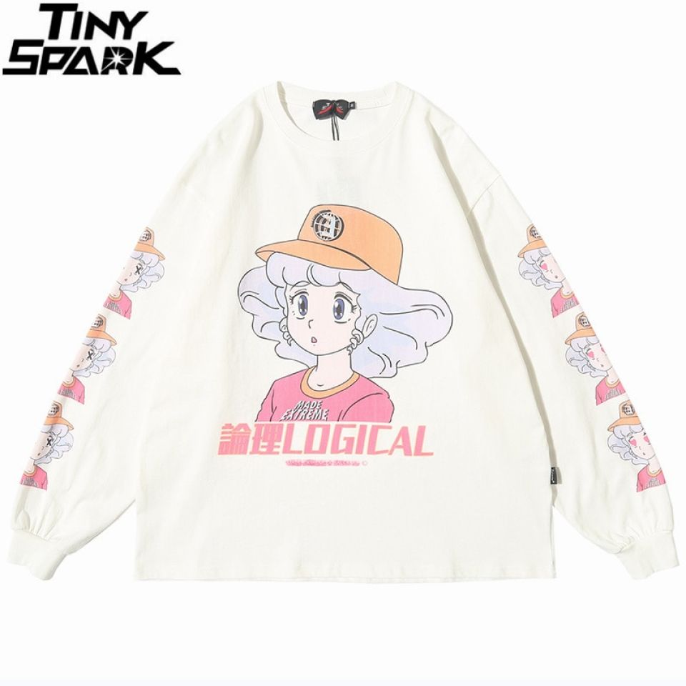 Japanese Cartoon Gal Print Sweatshirt