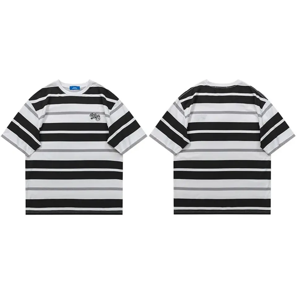 Retro Double Striped Loose T-Shirt S63f6ecbae1da4c2d9a1b917b44e1c8d3b b6cb21f8