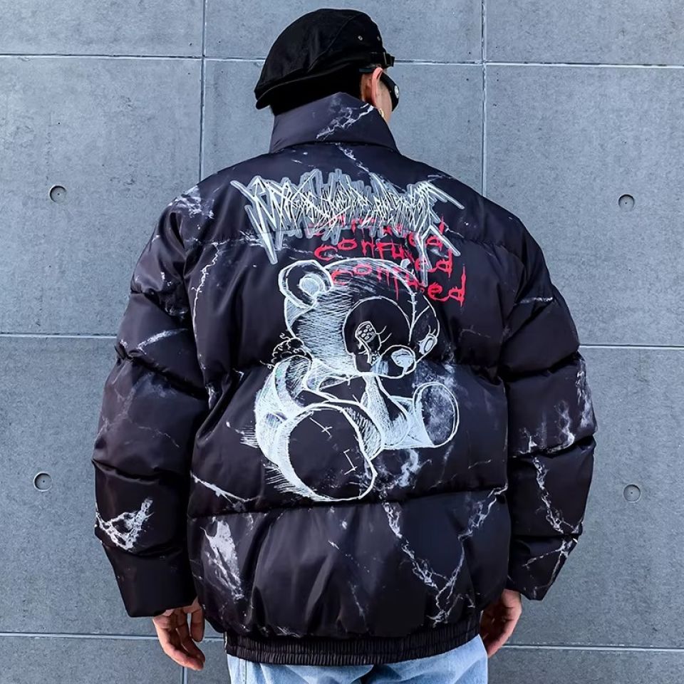 Confused Bear Print Padded Parka Jacket tiny spark hurt bear print padded parka jacket 6 c3fb36ca