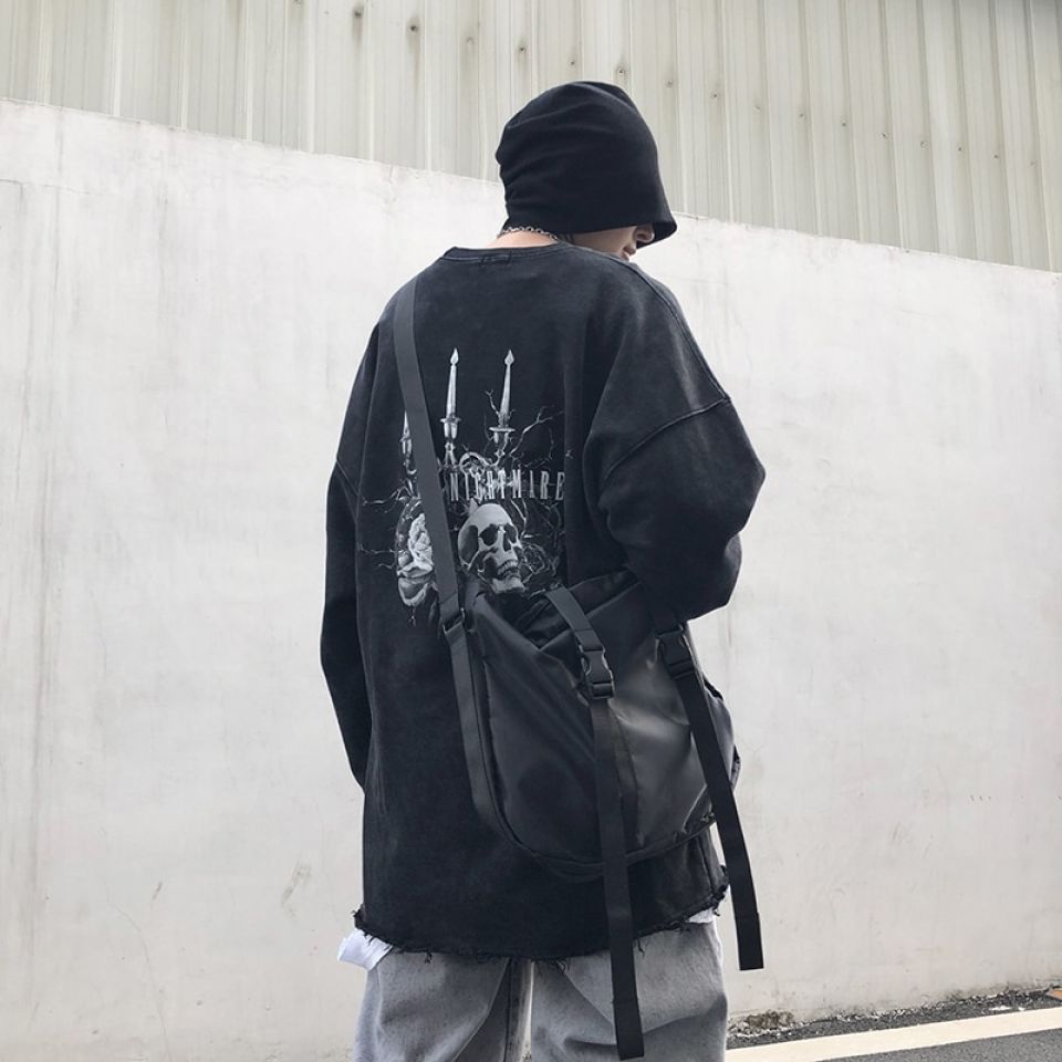 Retro Washed Skull Print Poly-cotton Sweatshirt H16219642b23949bf86539fdc01b46e999 c58b4efe