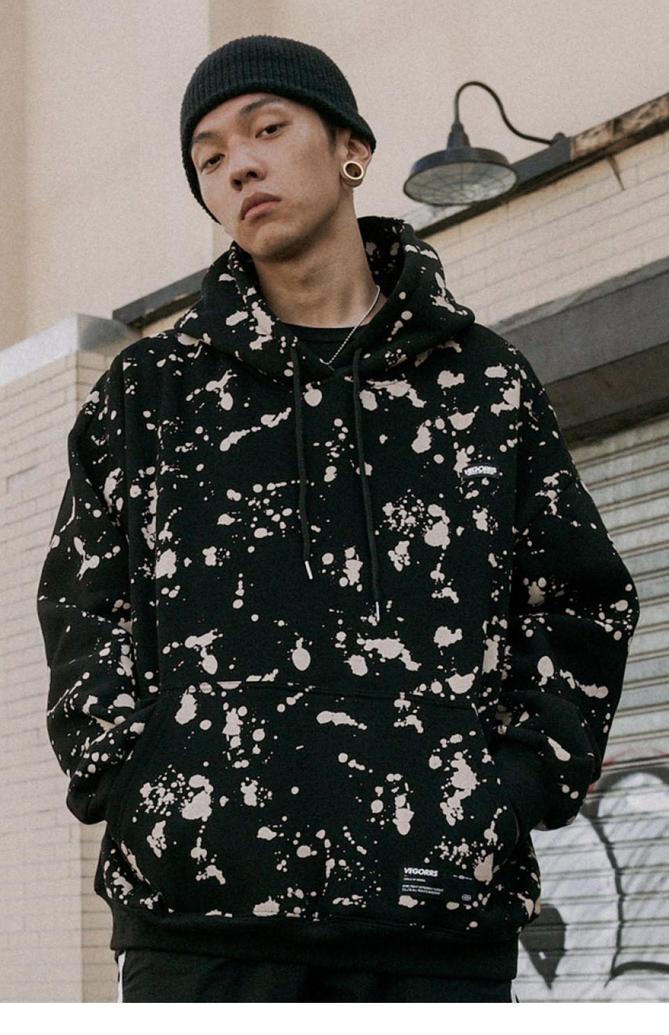 Splashed Hooded Pullover