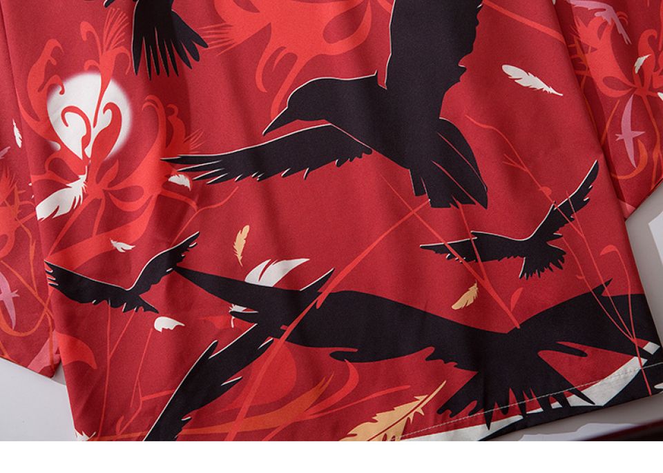 Red Bird Poly-cotton Kimono H738ee8d9deca483d8a2767bd8a23d1ceL c9c953f6