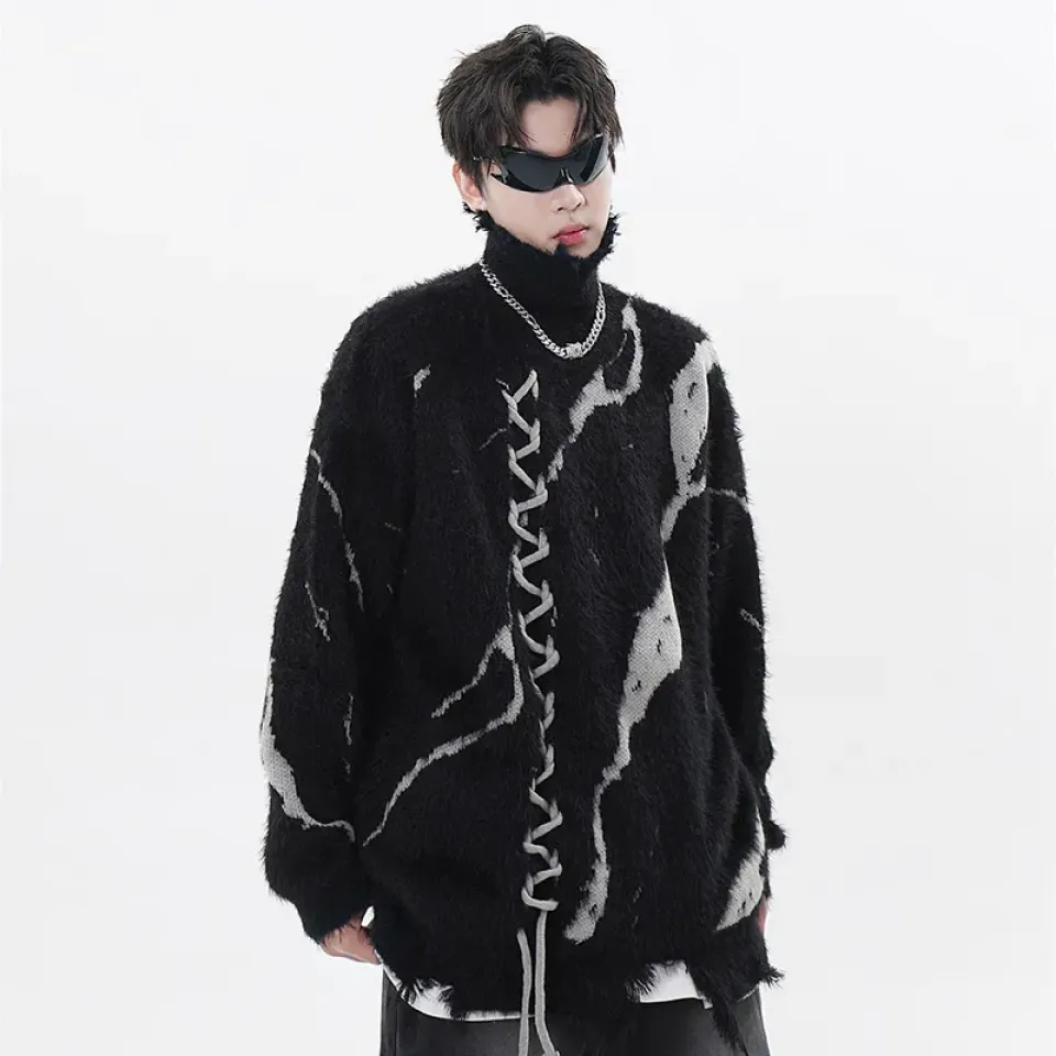 Turtleneck Distressed Knitted Sweater Sad337e6936c6448798a91eab0142e04aZ cc49a03e