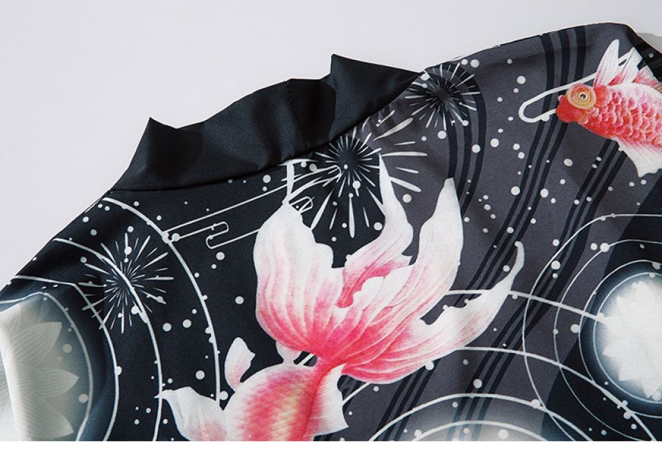 Koi Fish Print Poly-cotton Kimono Hc1988f00bcd440c4b6590c11b51ad3c61 ce44481b