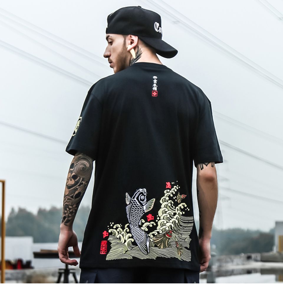 Fish Embroidery Cotton T-shirt HTB14tWMU3HqK1RjSZFPq6AwapXa3 cfe6ce97