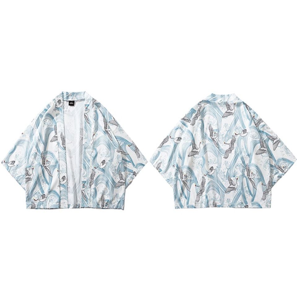 Abstract Crane Kimono Shrug