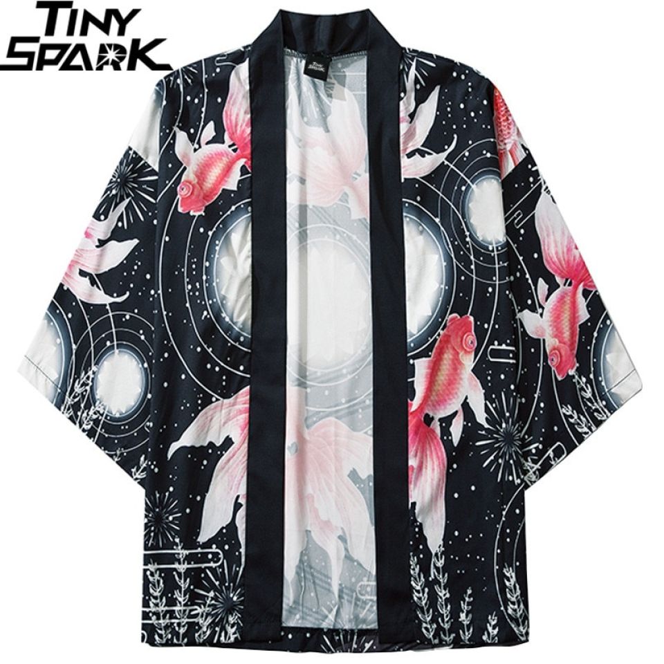 Koi Fish Print Poly-cotton Kimono 3 Koi Fish Print Poly-cotton Kimono