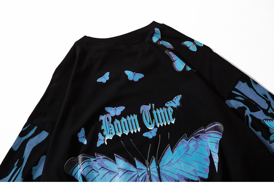 Blue Butterfly Boom Cotton T-shirt H894abca8efd347a2a2c89b565569b46fk d7669e24
