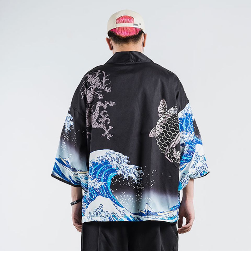 Fish Scales And Ocean Wave Japanese Kimono H0d786cfa5e414bc2a457f2847d887e54C d81c6ade