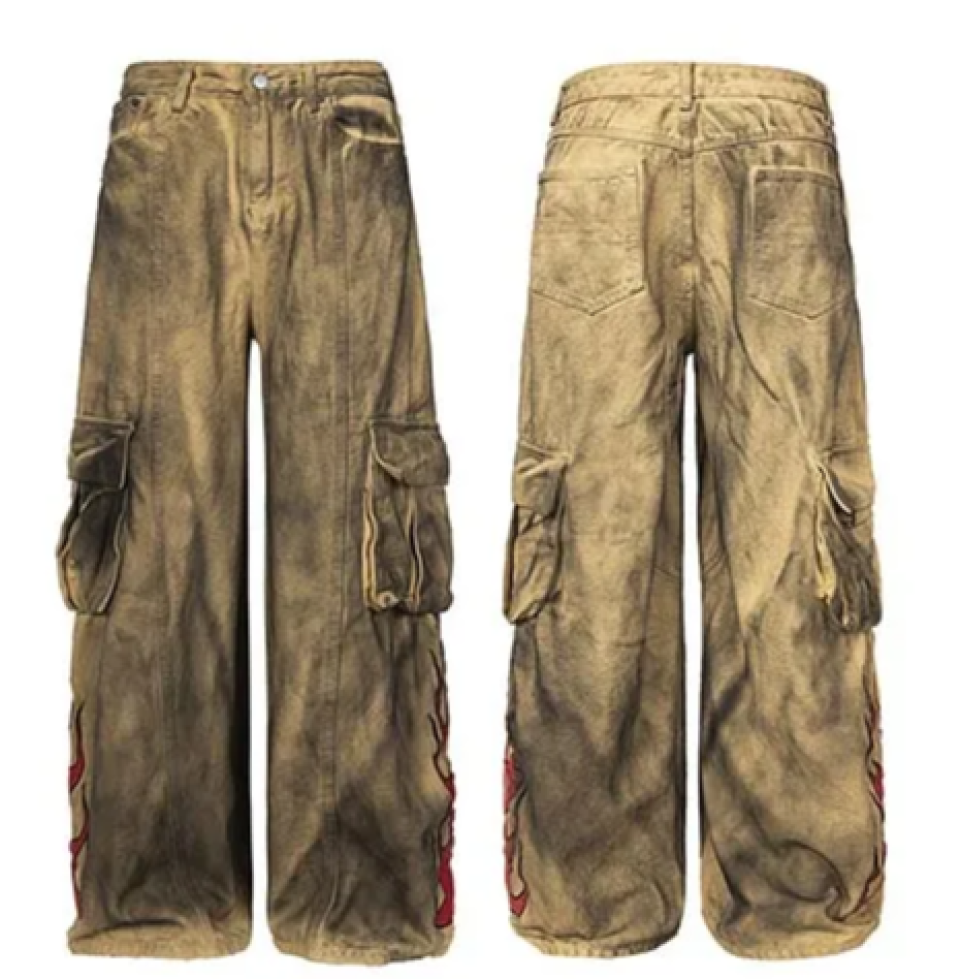 Hip Hop Flame Loose Baggy Harajuku Cargo Pants bc04fb9a 0261 458f 9113 2e90c255c774301140 dac39a88