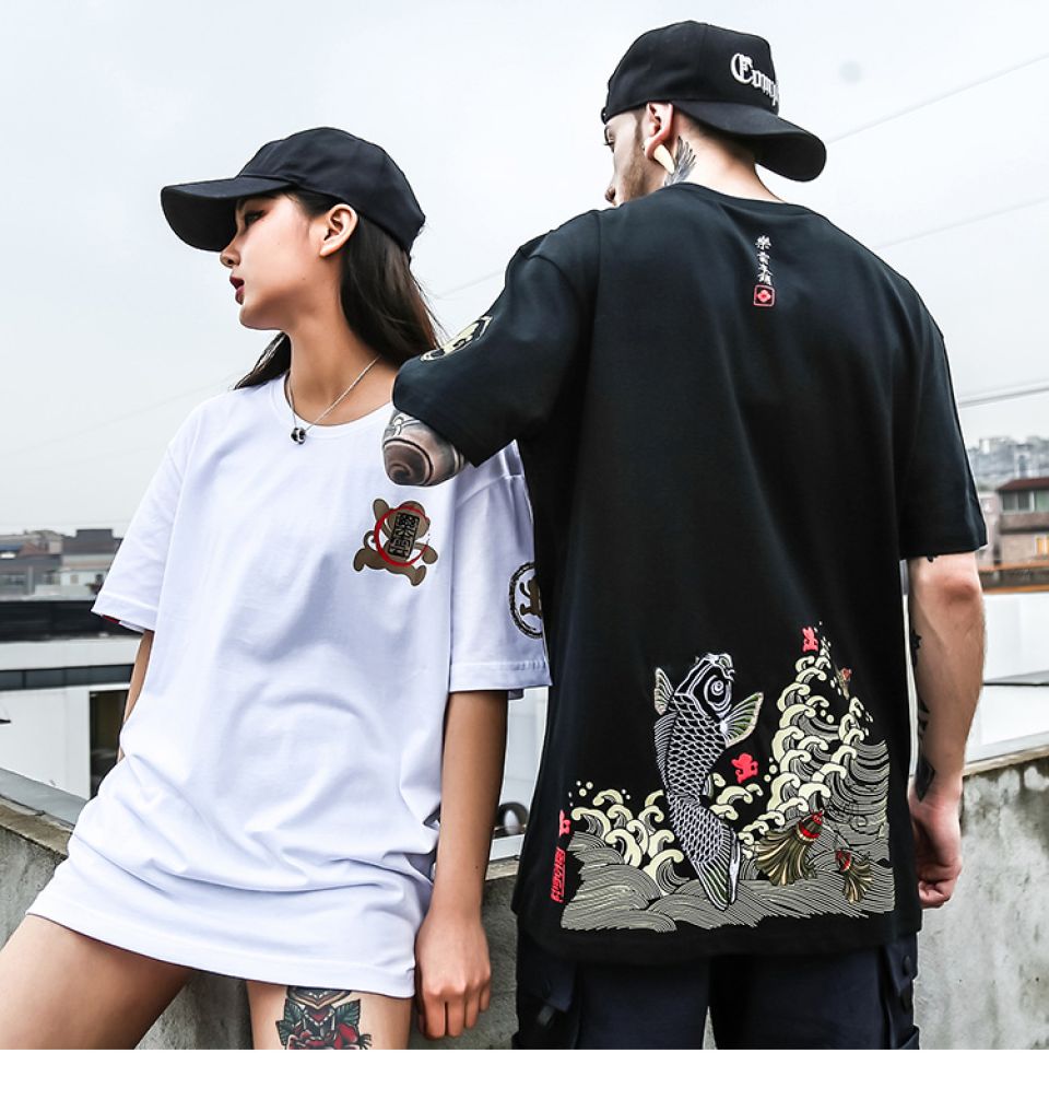 Fish Embroidery Cotton T-shirt HTB13IGNU3HqK1RjSZFEq6AGMXXau e1d34e7b