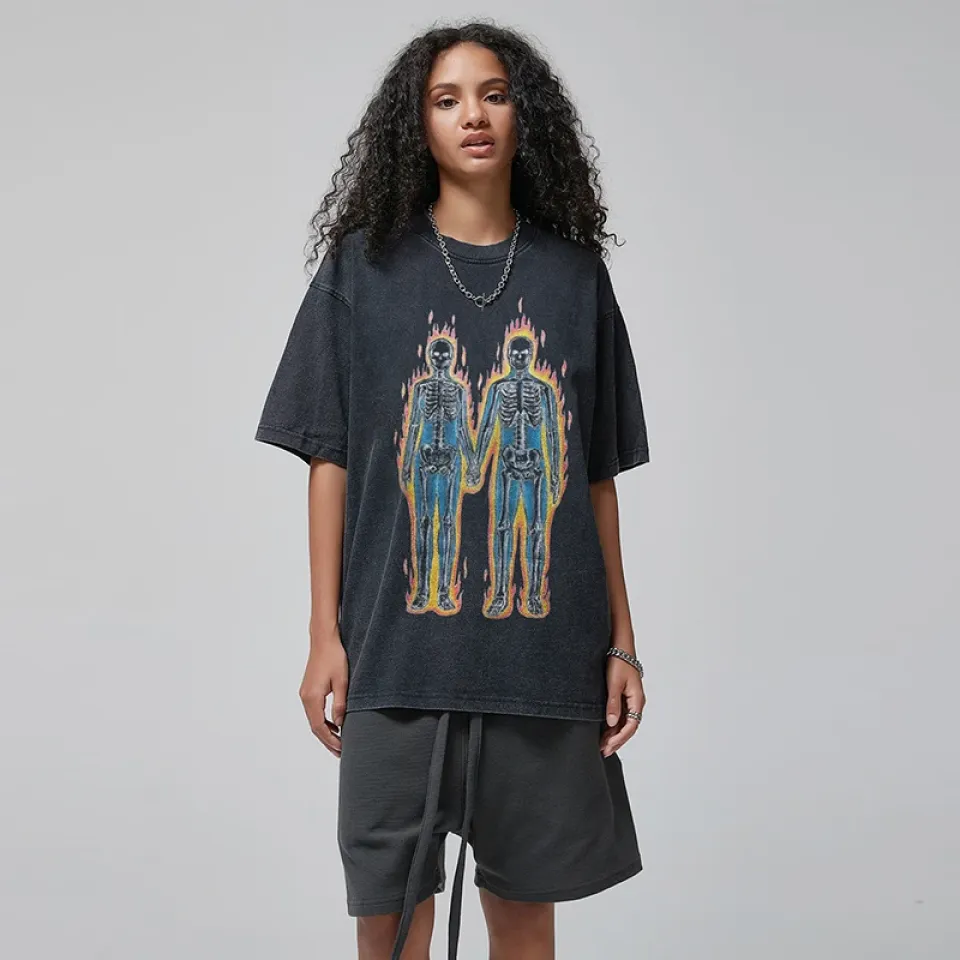 Flaming Skeleton Duo Graphic T-Shirt S1aae050bca0f497facba38ff4f8b0128g e1c73969
