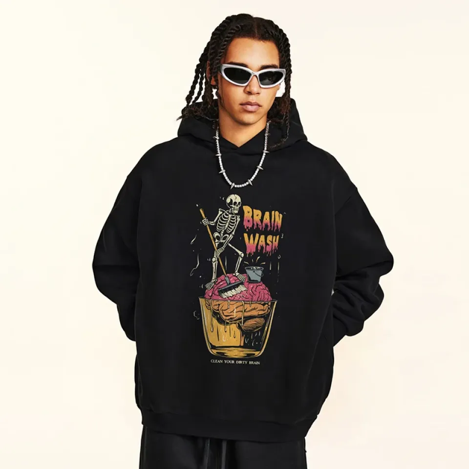 Brain Wash Skeleton Graphic Hoodie Sd71d5be0749546c7a39059be80009ba5Z e4985c07