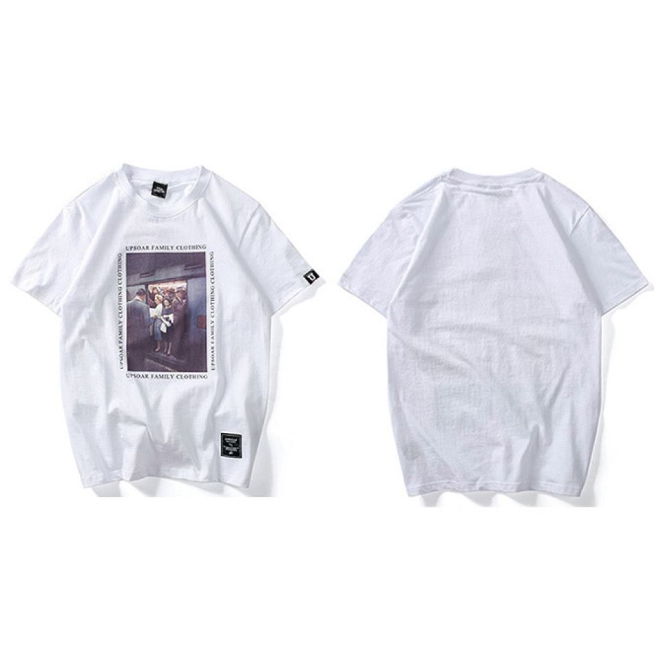 Metro Train Crowd Print Cotton T-shirt Hcf147c32550d40c5b3c6f77e601af5e5D e7dfb271