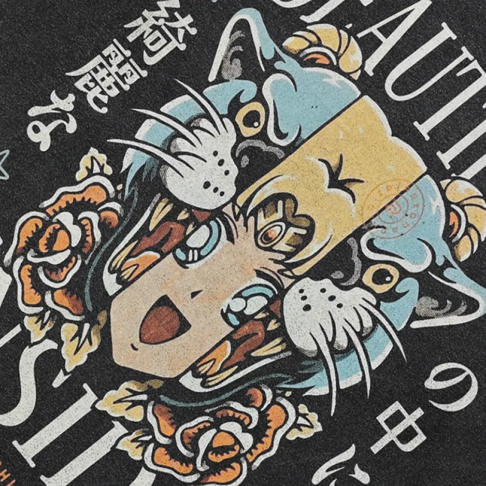Split Tiger Anime Girl Graphic T-Shirt S65134b376b904d6d8d4e4ea7ca8c82877 e8024b35