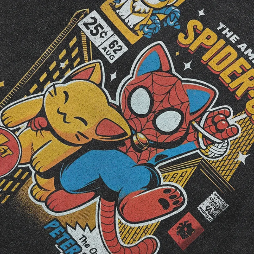 Spider-Cat Comic Graphic T-Shirt Sde590f7601814da38809a04f8ff0b43fC ead32780