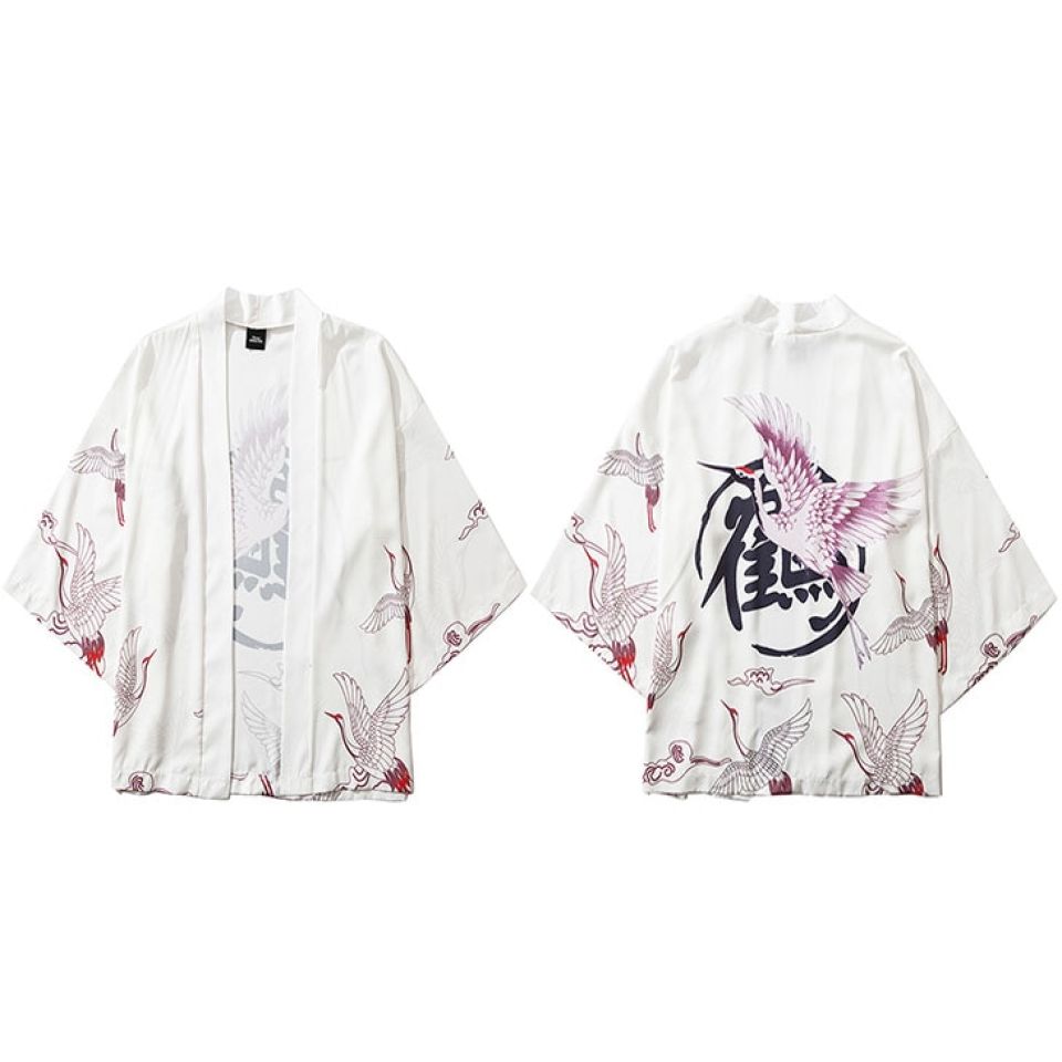 Japanese Heron Poly-cotton Kimono