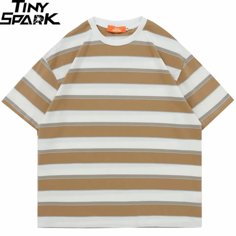 Striped Hip Hop T-Shirt – Blue & Brown S3965a112f6b14957ac7b376e71372d18l eec2198a