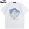 White Angel Cat Graphic T-Shirt S6b38a6760390409f9c1d7677b2d6df89w f180a125