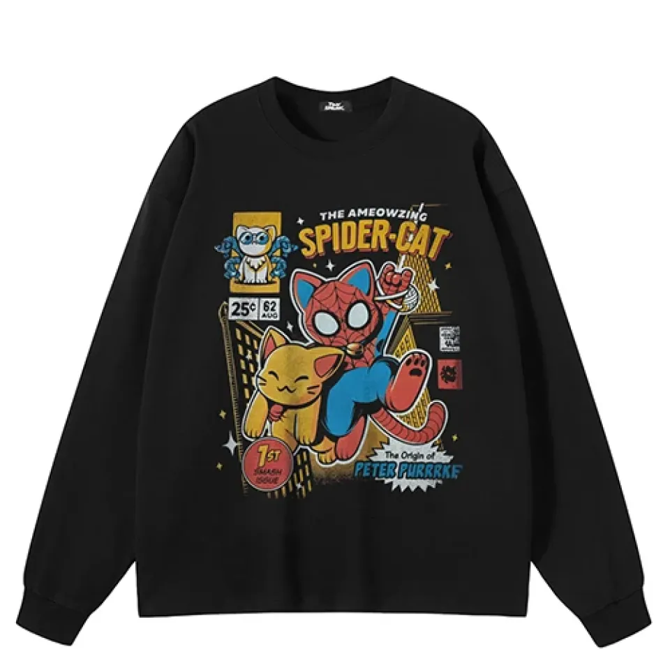 Spider Cat Comic Graphic Sweatshirt Sd9feda62d9914d68900436ca8e353cdbc f150410e