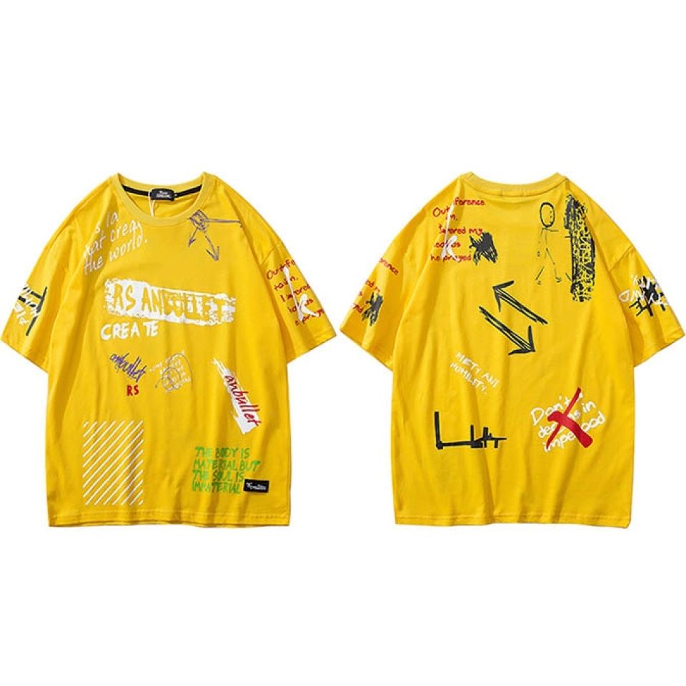 Summer Scribble Cotton T-shirt H39f87f75eaa54f2bbe2ae85053078436p f28e3c5f