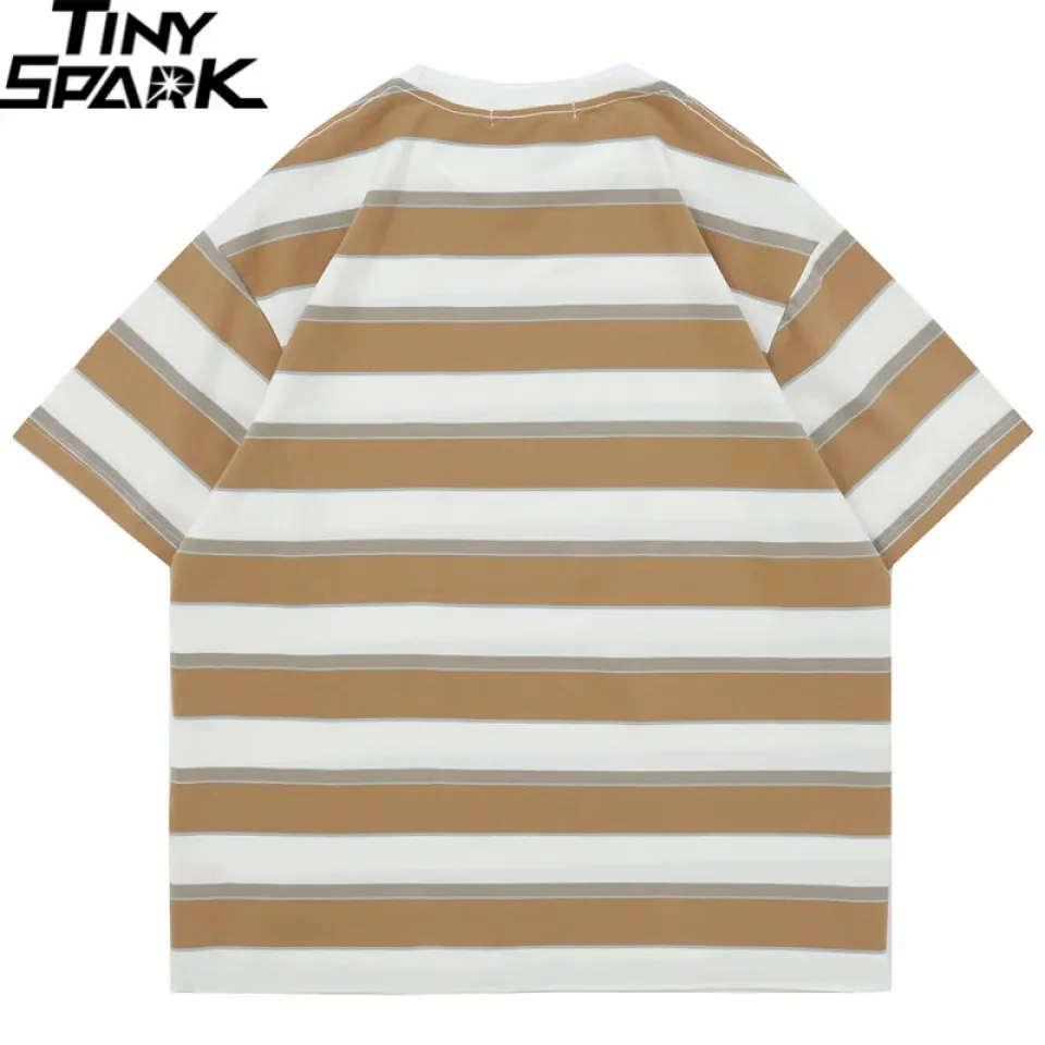 Striped Hip Hop T-Shirt – Blue & Brown S23f94c0af5d047e59d3ea74439a40b83q f654b66f