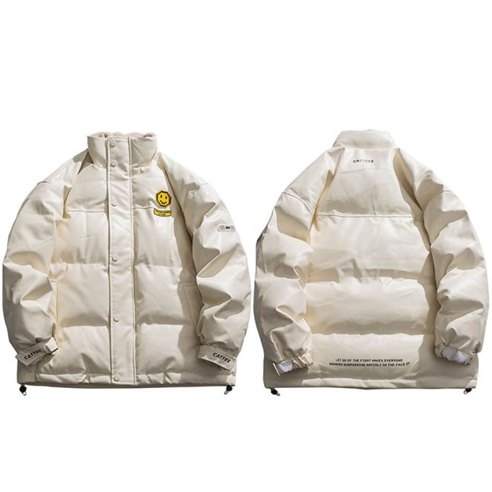 Smiley PU Leather Padded Windbreaker Jacket He2615f0596304d76a7a2fd79522335c8i f9ea73d9