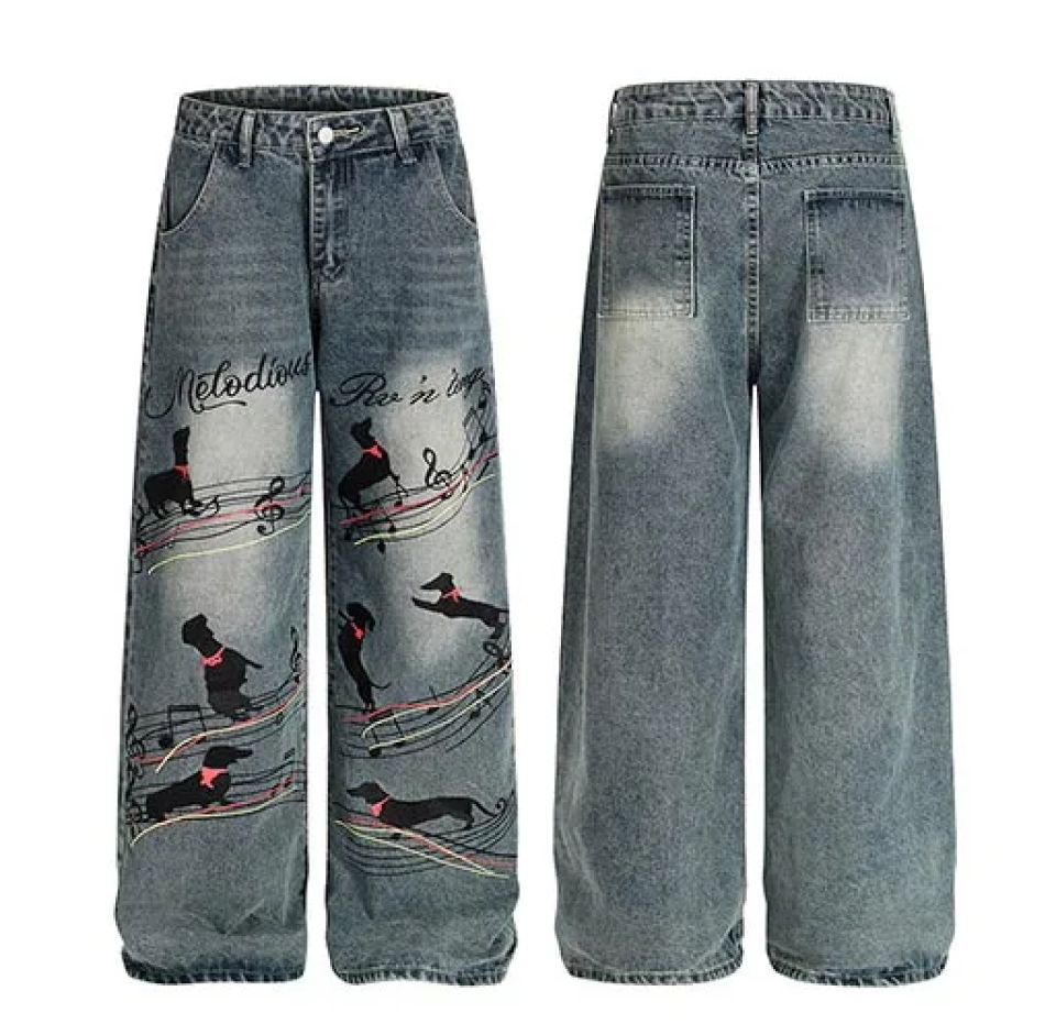 Music Dog Graphic Denim Pants d979d00b 8e89 4318 9ac8 7dc69e9653b4141101 faa4855a