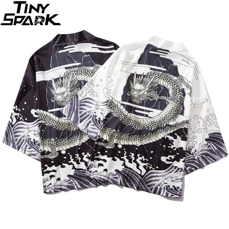 Greyscale Dragon Print Poly-cotton Kimono Had937f34c55b45d898257c20c54475b8e fc5cb375