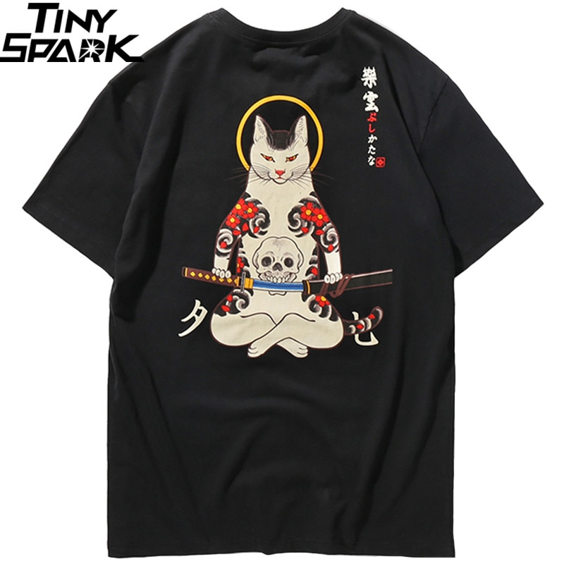7. Cat Ninja Warrior Cotton T-shirt 