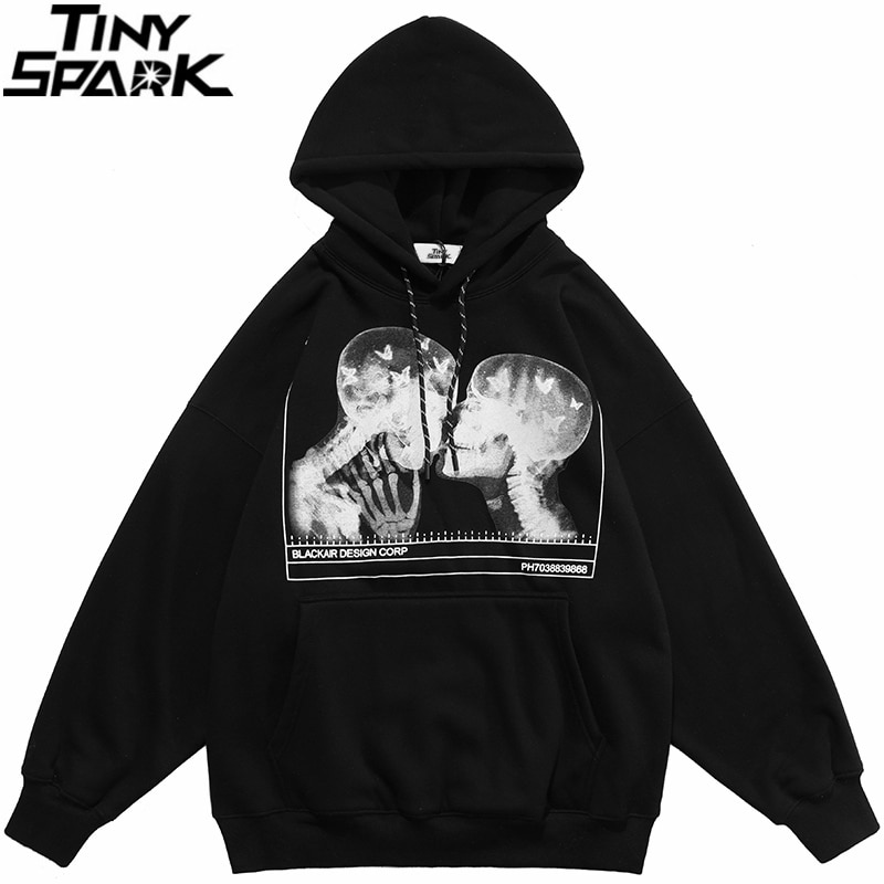 Kissing Skulls Goth Hoodie - Tiny Spark