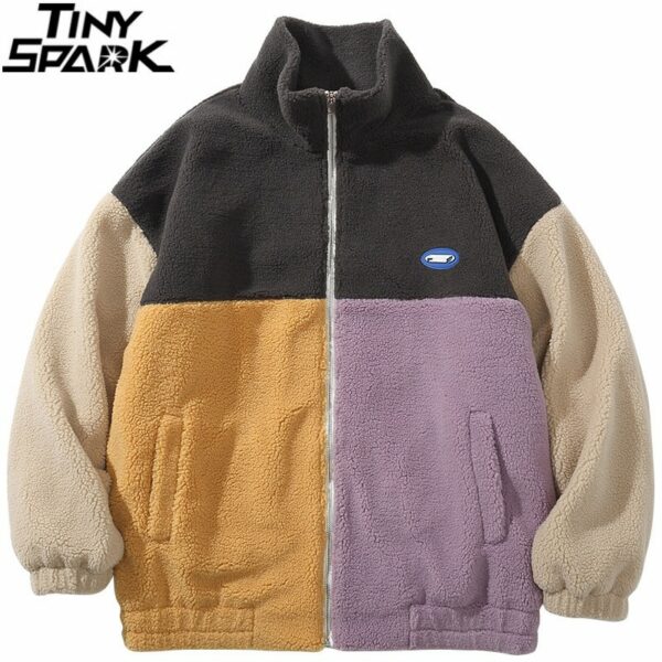 Color Block Furry Jacket