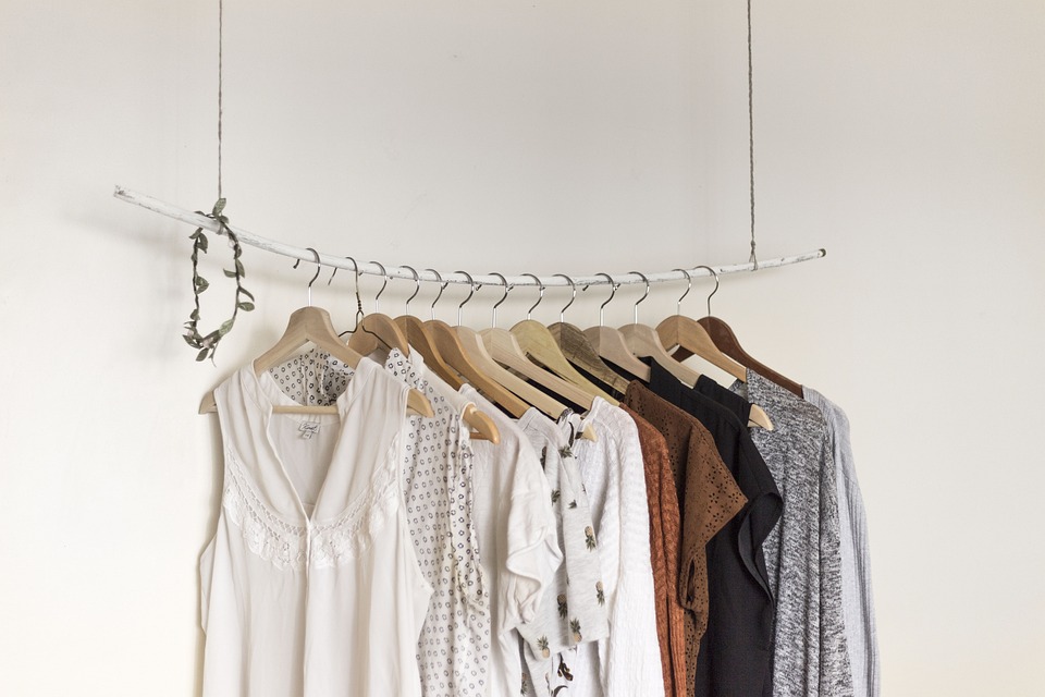 Fast fashion clothes on hanger.
