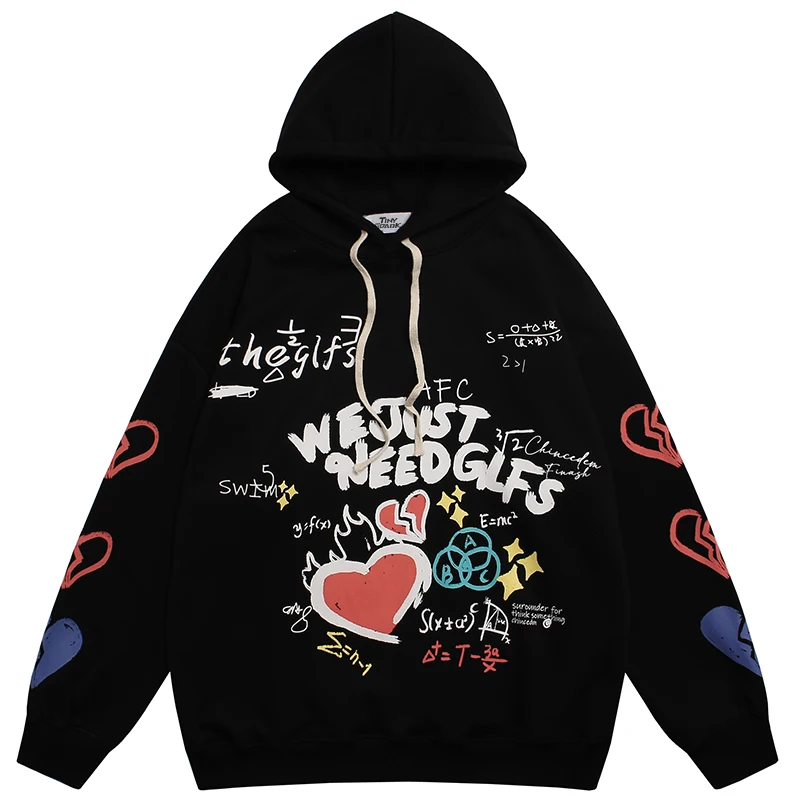 Hooded Letter Graffiti Pullover - Tiny Spark