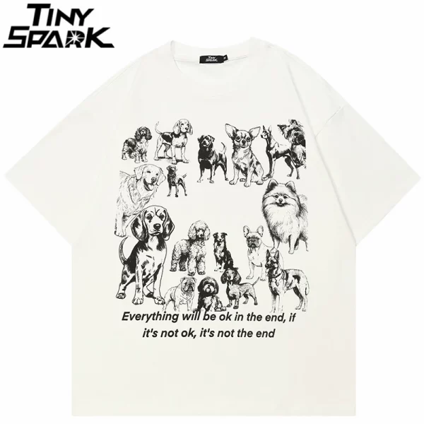 Playful Dogs Graphic T-Shirt White