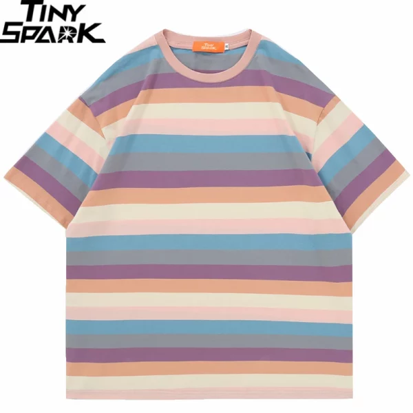 Retro Striped Hip Hop T-Shirt