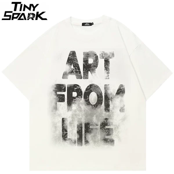 Graffiti Letters Vintage Graphic Casual Beige White Tshirt